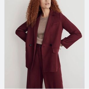Madewell Burgundy Double-Breasted Blazer